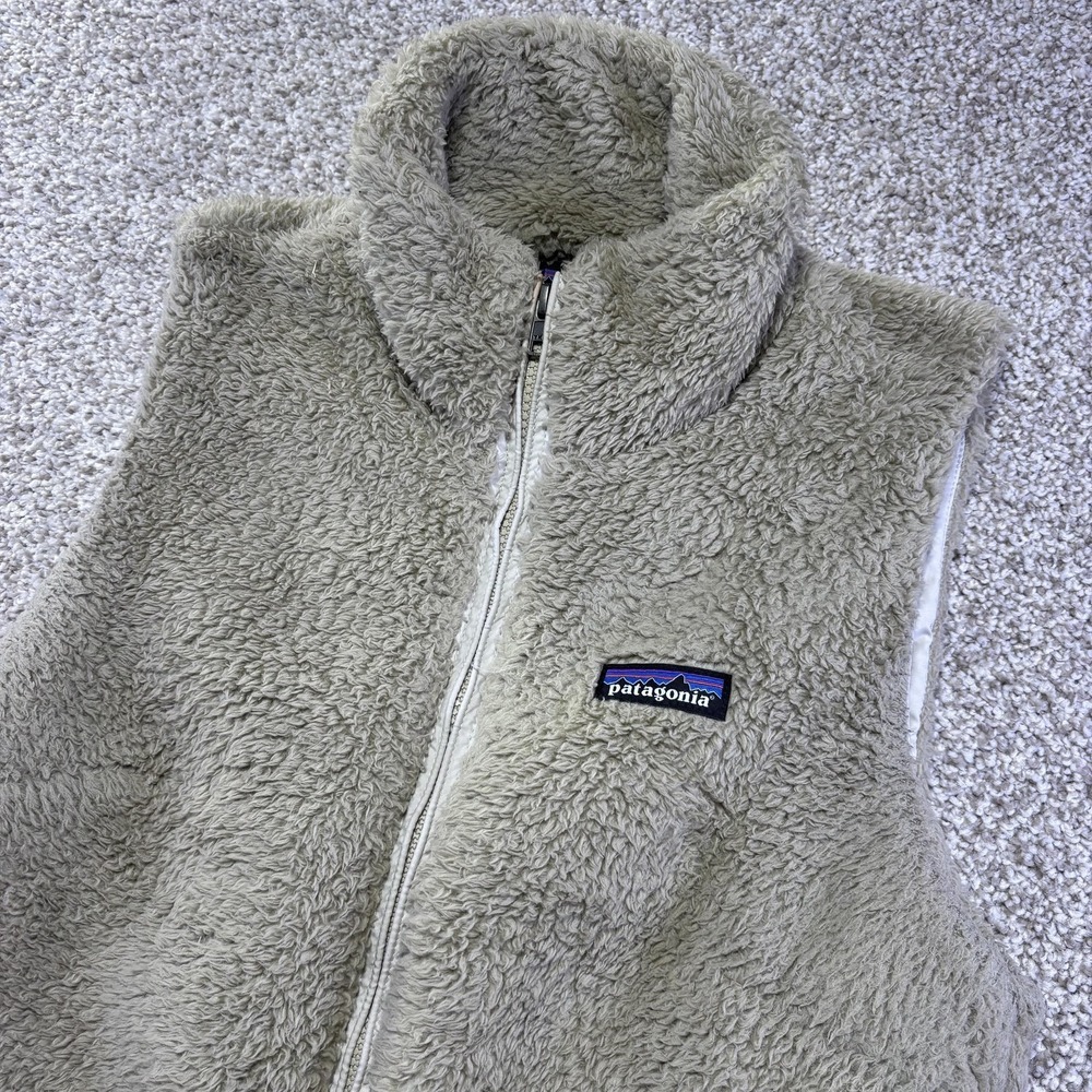 Patagonia Los Gatos Vest Womens Medium Gray Sherpa Fleece Full Zip Lined Warm